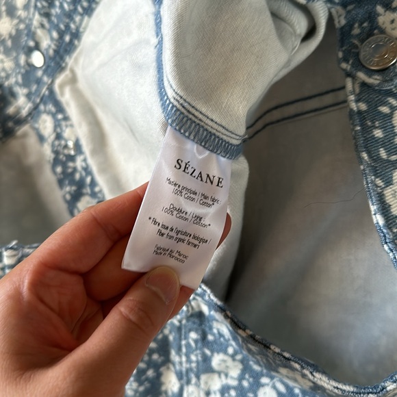 NWT sezane wilfrield jacket size S two tone blue flower print - Picture 7 of 14